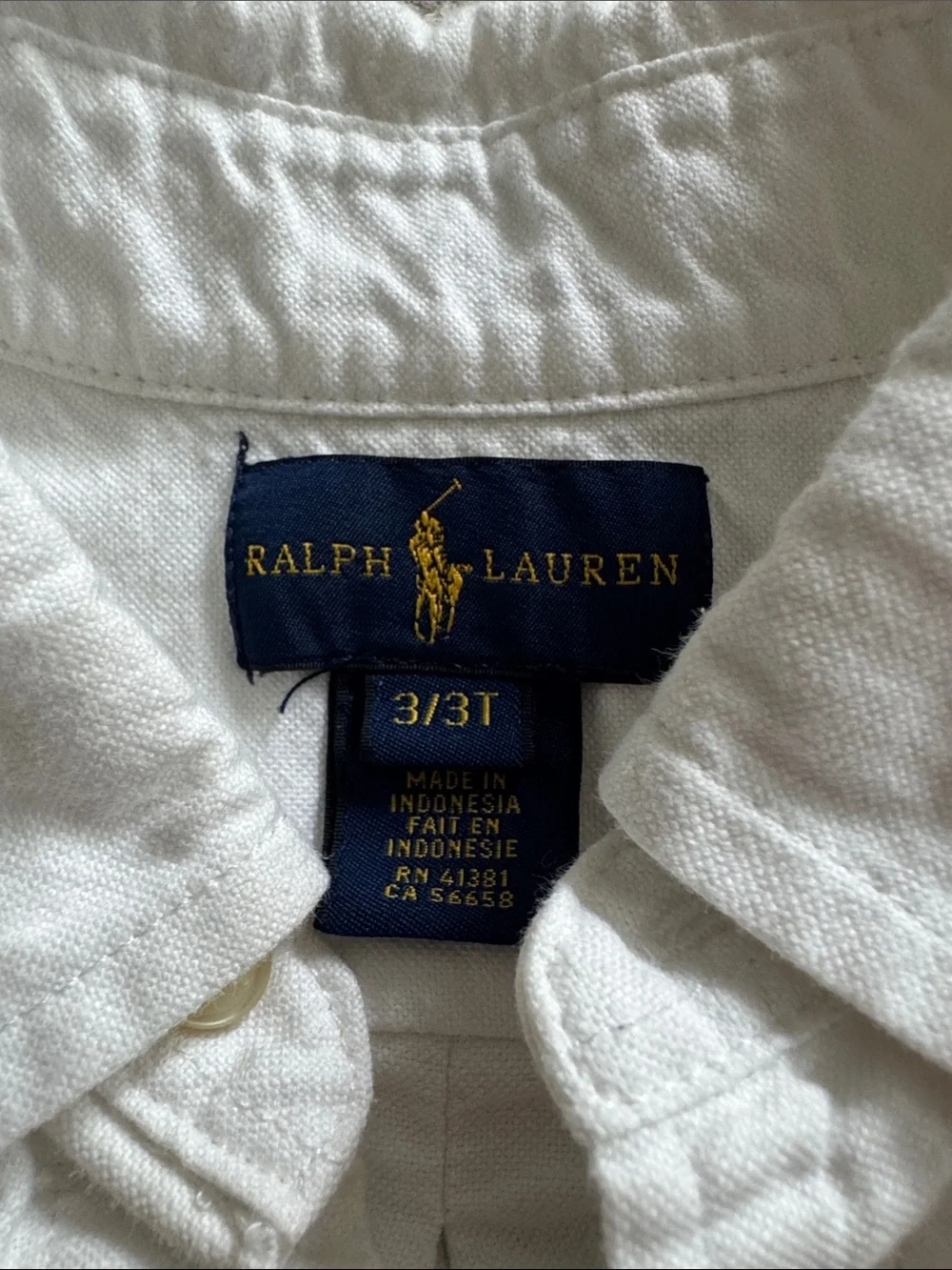 Ralph Lauren White Button-Down Shirt with Embroidered Pony